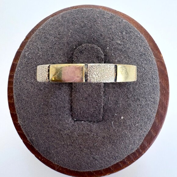 VTG Sterling Silver Israel Two Tone Cigar Band Signed Stackable Ring SZ 9.25 - Picture 1 of 10